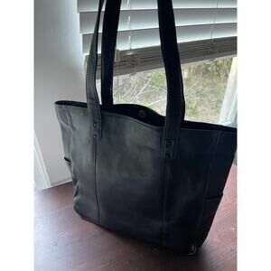 Le Donne Black Leather Tote Bag